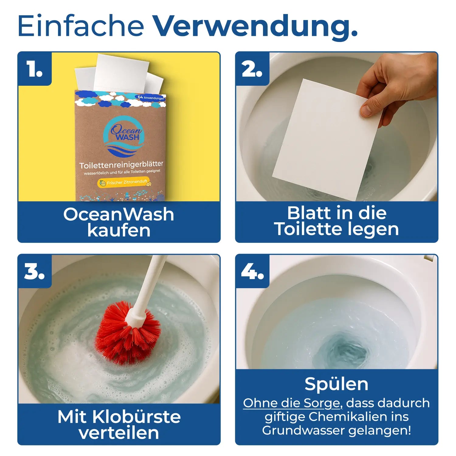 Toilettenreiniger-Blätter