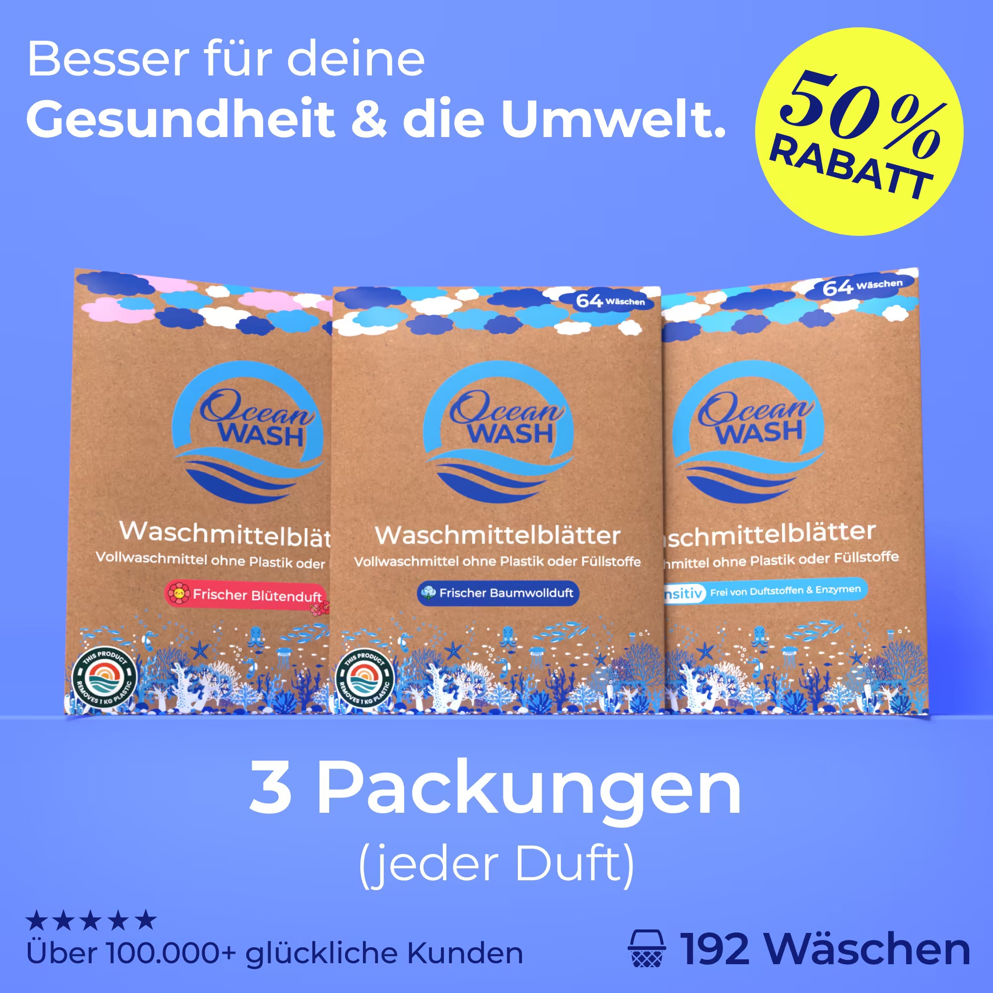 Waschmittelblätter 3er-Bundle (SPARE 50%)